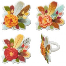 Flower and Feathers Rings
