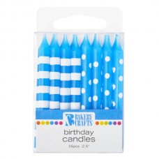 Blue Stipes and Dots Candle