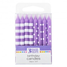 Purple Stripes and Dots Candle