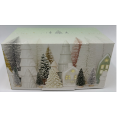 Log Box - Green with Christmas Trees 30x11x11cm