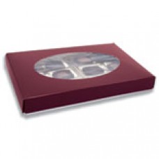 1lb Burgundy Box with Oval Window 