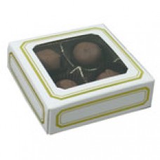 3oz White Box with Gold Lines with Window 
