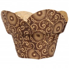 Flower Cupcake Liner Brown with Design